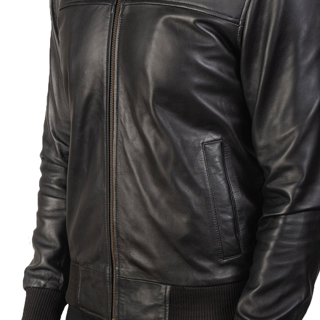 Black Leather Bomber Jacket