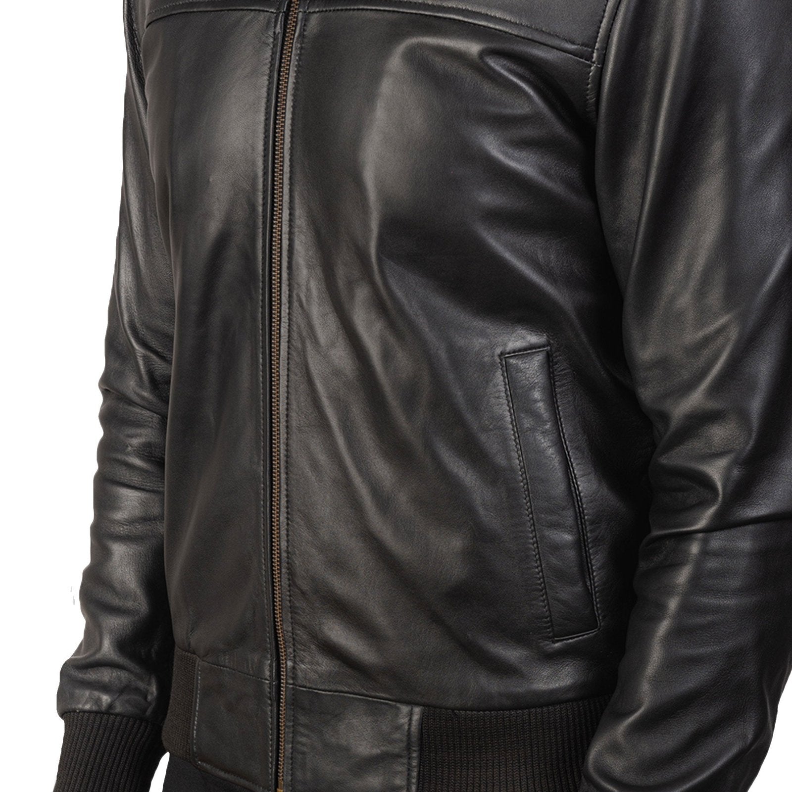 Black Leather Bomber Jacket