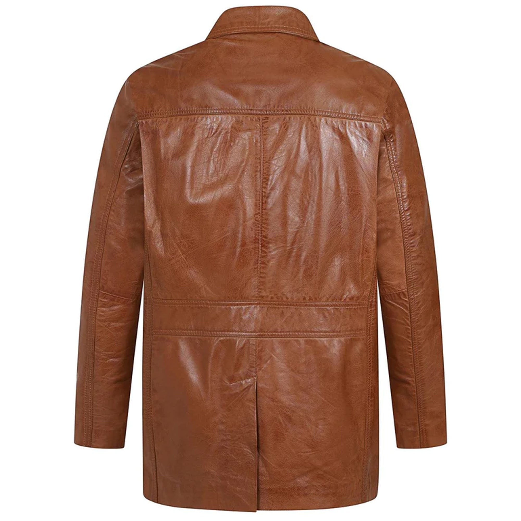 Handmade Mens Leather Classic Coat Jimmy Black Vintage Leather Coat Long Length Leather Jacket MEN_S GENUINE TAN LEATHER CLASSIC BUTTON FRONT JACKET