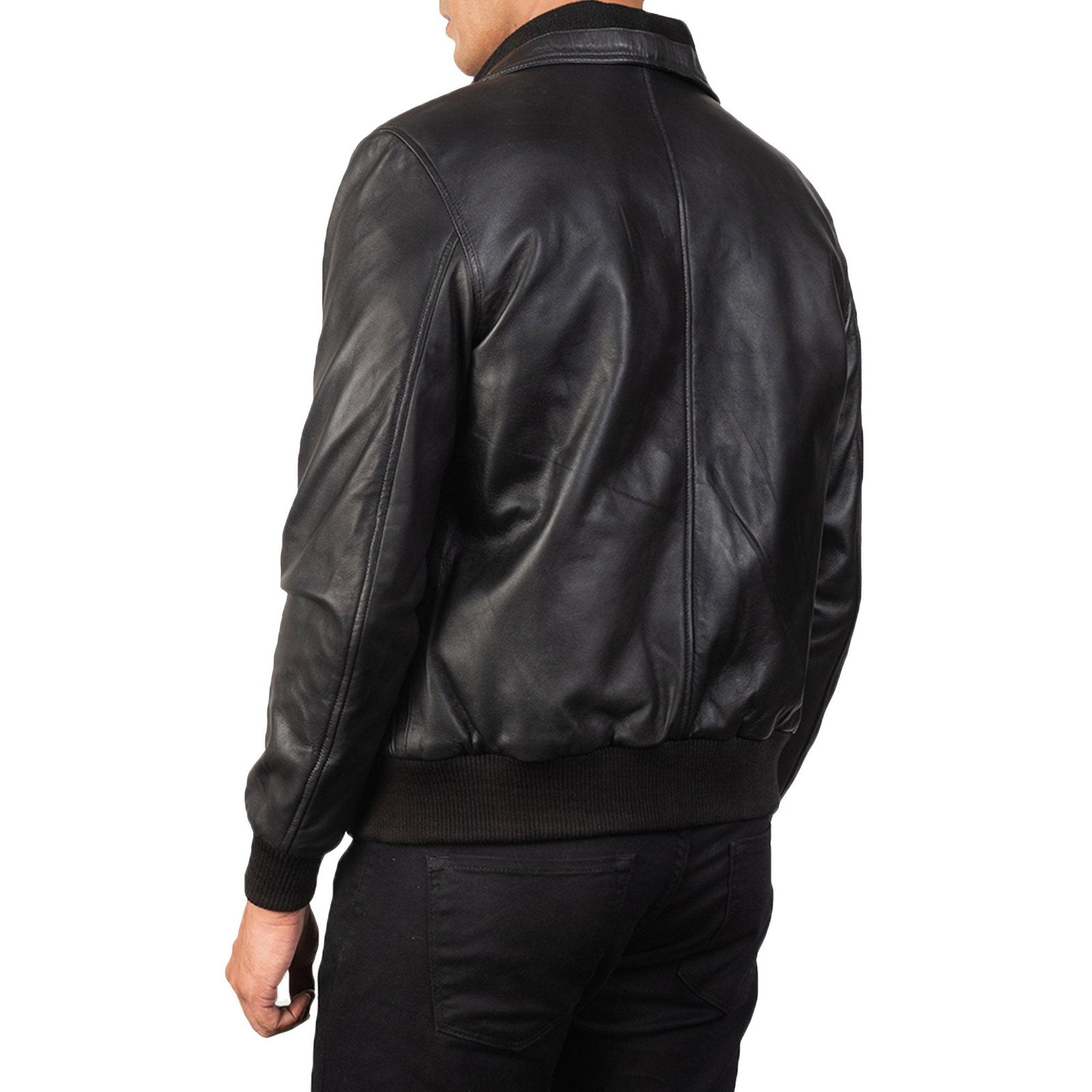 Black Leather Bomber Jacket